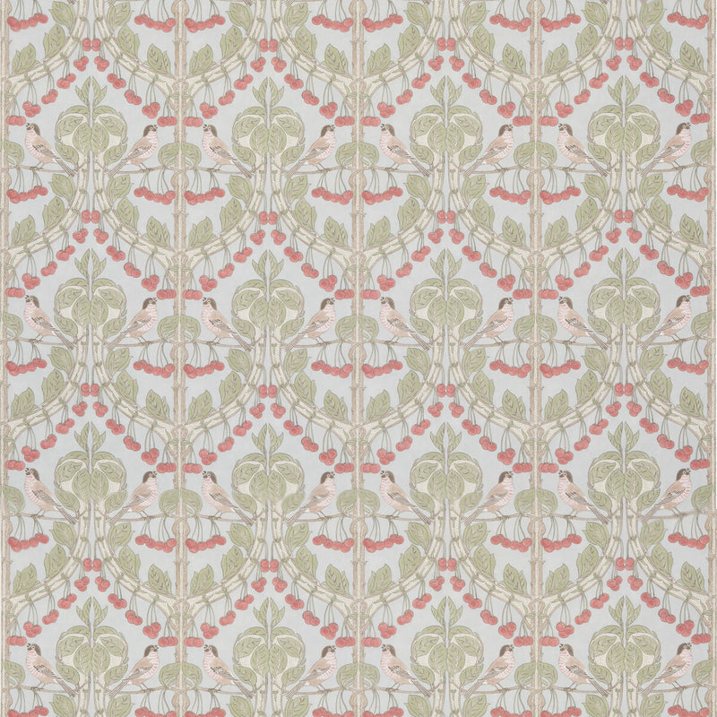 G P & J BAKER - BIRDS & CHERRIES COTTON- SOFT BLUE - Fabric by the Yard SOFT BLUE