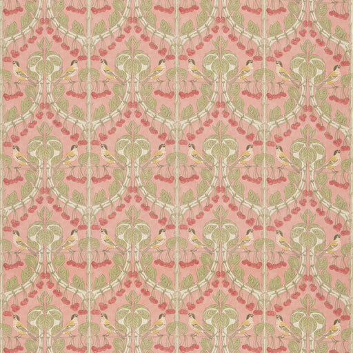 G P & J BAKER - BIRDS & CHERRIES COTTON- CORAL - Fabric by the Yard CORAL
