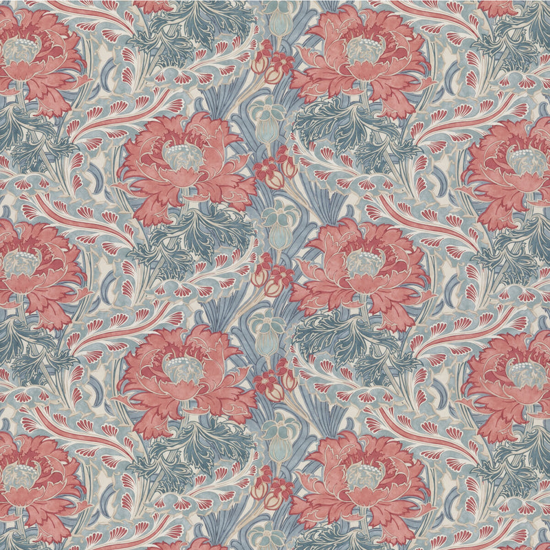 G P & J BAKER - BRANTWOOD COTTON- TEAL - Fabric by the Yard TEAL