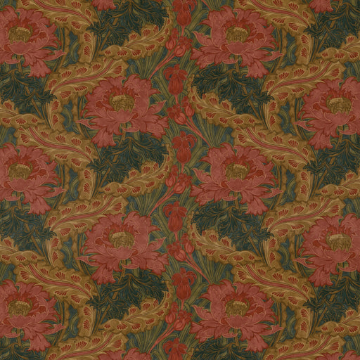 G P & J BAKER - BRANTWOOD VELVET- ROSE/GREEN - Fabric by the Yard ROSE/GREEN
