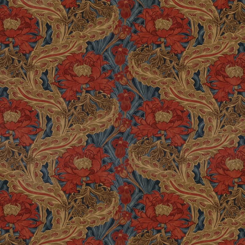 G P & J BAKER - BRANTWOOD VELVET- RED/BLUE - Fabric by the Yard RED/BLUE