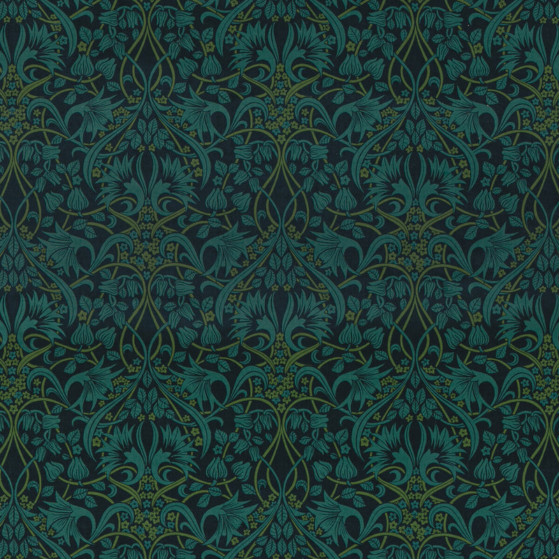 G P & J BAKER - FRITILLERIE VELVET- INDIGO/TEAL - Fabric by the Yard INDIGO/TEAL