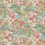 G P & J BAKER - TRUMPET FLOWERS COTTON- RED/GREEN - Fabric by the Yard