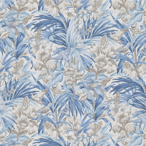G P & J BAKER - TRUMPET FLOWERS COTTON- BLUE - Fabric by the Yard BLUE