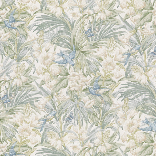 G P & J BAKER - TRUMPET FLOWERS COTTON- BLUE/GREEN - Fabric by the Yard BLUE/GREEN