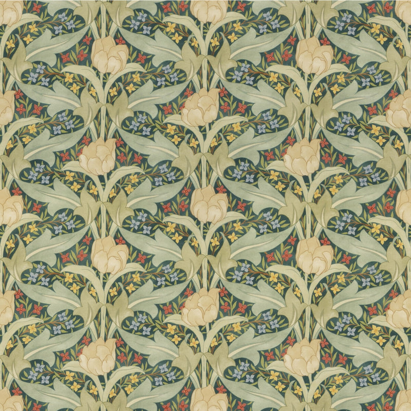 G P & J BAKER - TULIP & JASMINE COTTON- EMERALD - Fabric by the Yard EMERALD