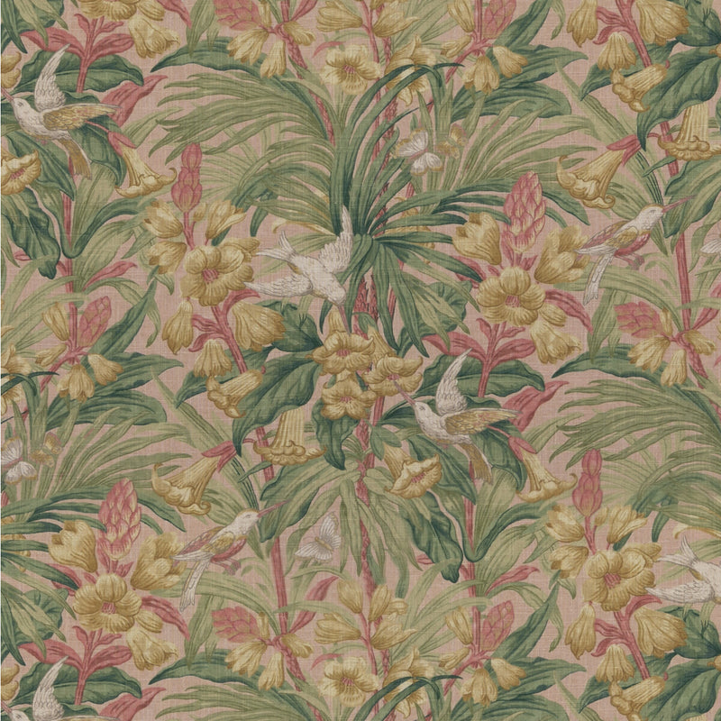 G P & J BAKER - TRUMPET FLOWERS- BLUSH - Fabric by the Yard BLUSH