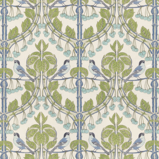 G P & J BAKER - BIRDS & CHERRIES- GREEN/BLUE - Fabric by the Yard GREEN/BLUE