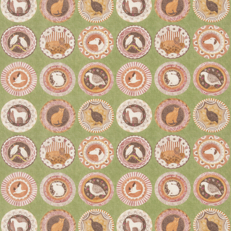G P & J BAKER - ROBINA'S DINNER PARTY- GREEN - Fabric by the Yard GREEN