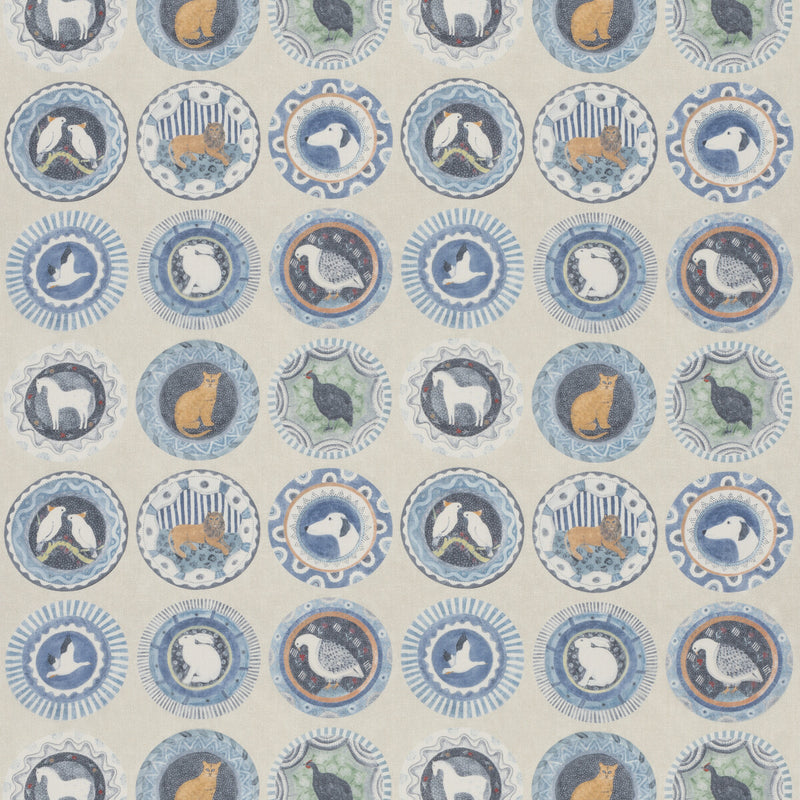 G P & J BAKER - ROBINA'S DINNER PARTY- BLUE - Fabric by the Yard BLUE