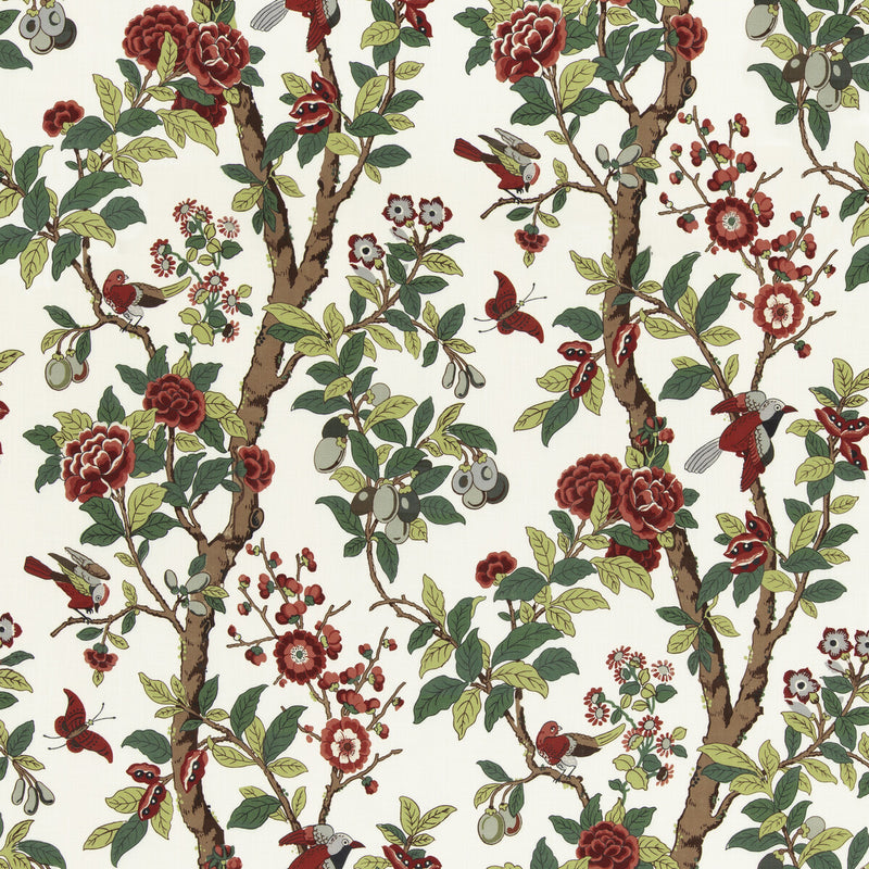 G P & J BAKER - ELDON- DOCUMENT RED/GREEN - Fabric by the Yard DOCUMENT RED/GREEN