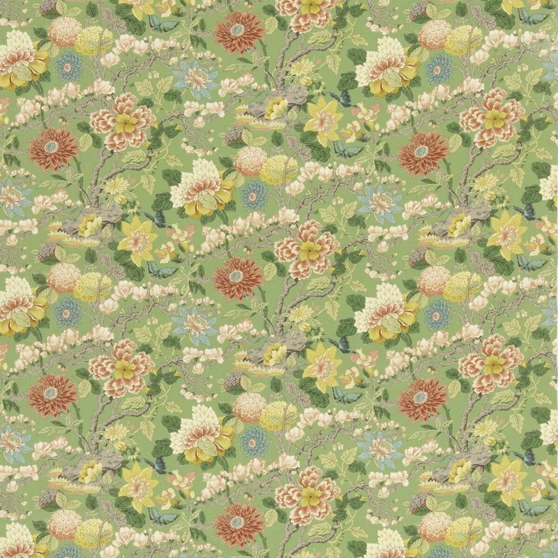 G P & J BAKER - LITTLE MAGNOLIA- EMERALD - Fabric by the Yard EMERALD