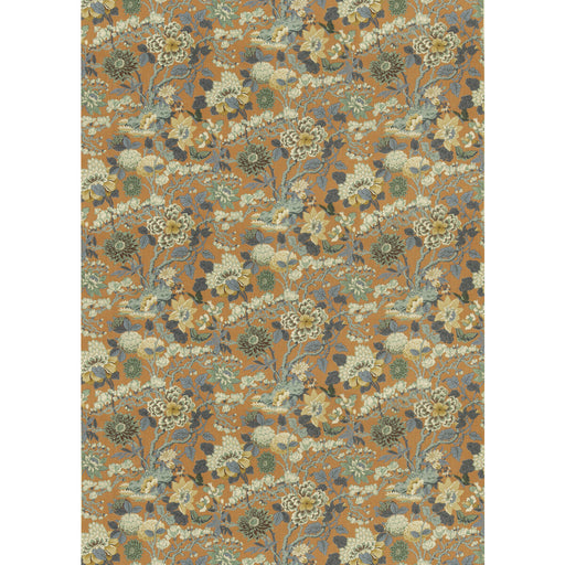 G P & J BAKER - LITTLE MAGNOLIA- TEAL/ORANGE - Fabric by the Yard TEAL/ORANGE