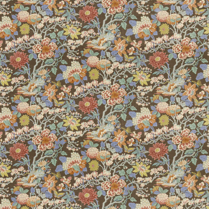 G P & J BAKER - LITTLE MAGNOLIA- ESPRESSO - Fabric by the Yard ESPRESSO