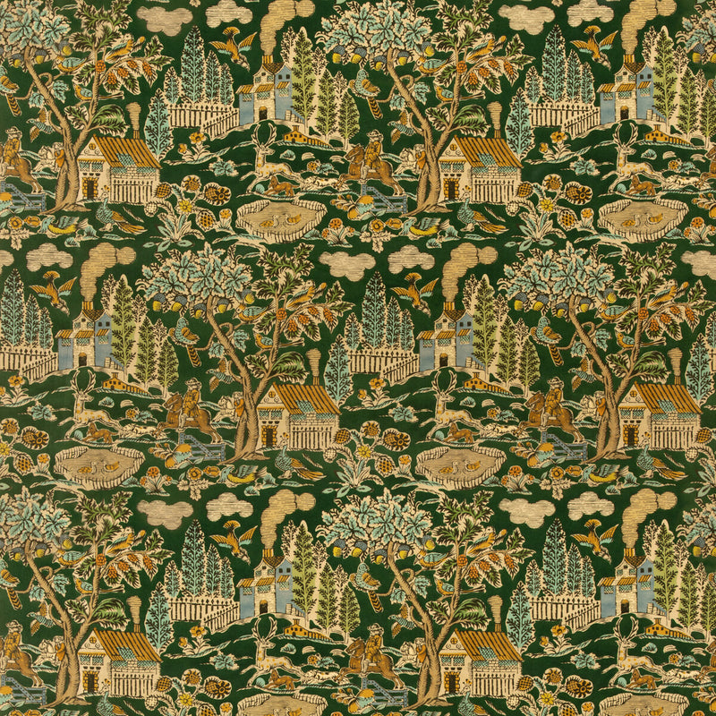 G P & J BAKER - HOME PARK VELVET- ROYAL GREEN - Fabric by the Yard ROYAL GREEN