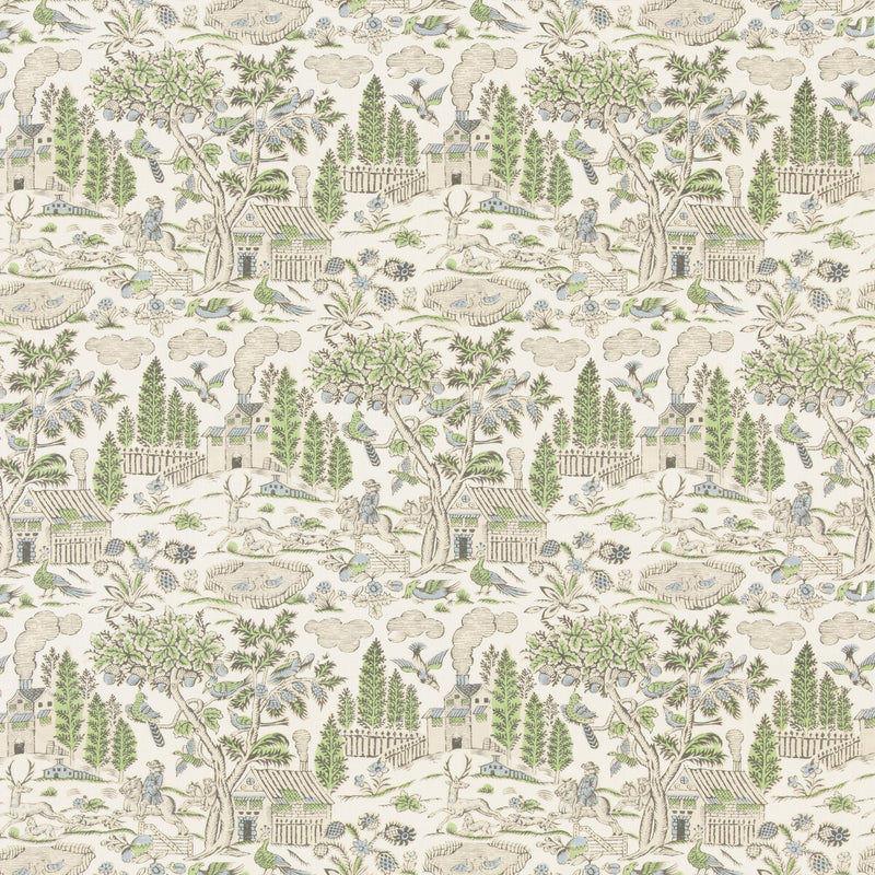 G P & J BAKER - HOME PARK- GREEN/BLUE - Fabric by the Yard GREEN/BLUE