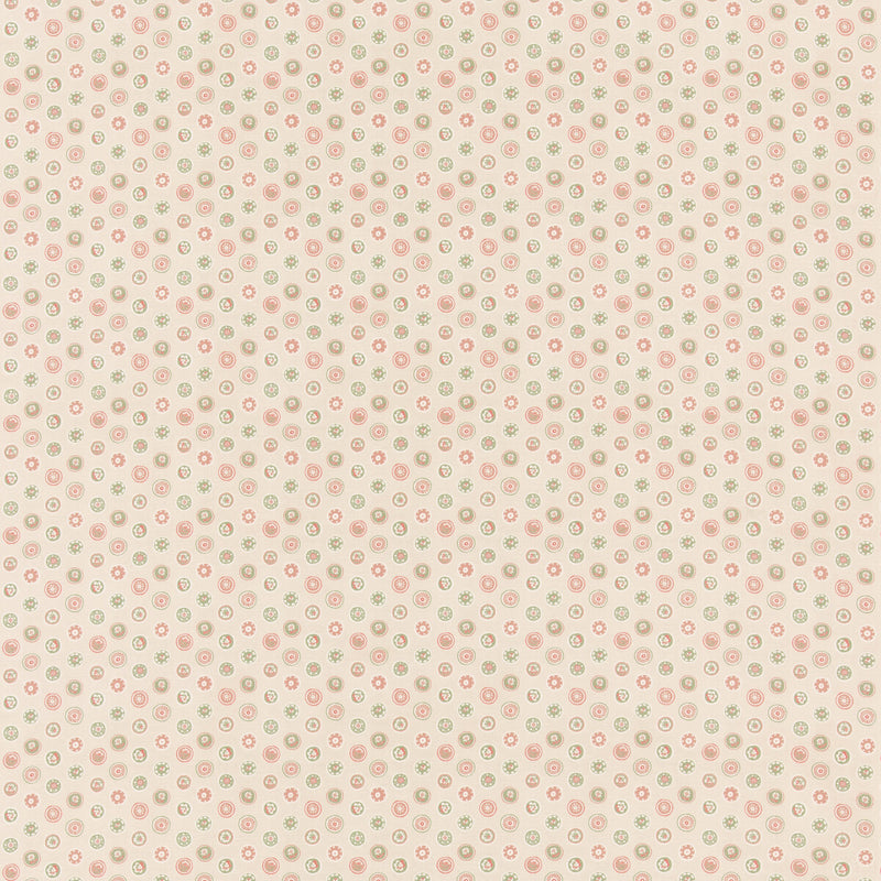 G P & J BAKER - COURT BUTTONS- PINK/GREEN - Fabric by the Yard PINK/GREEN