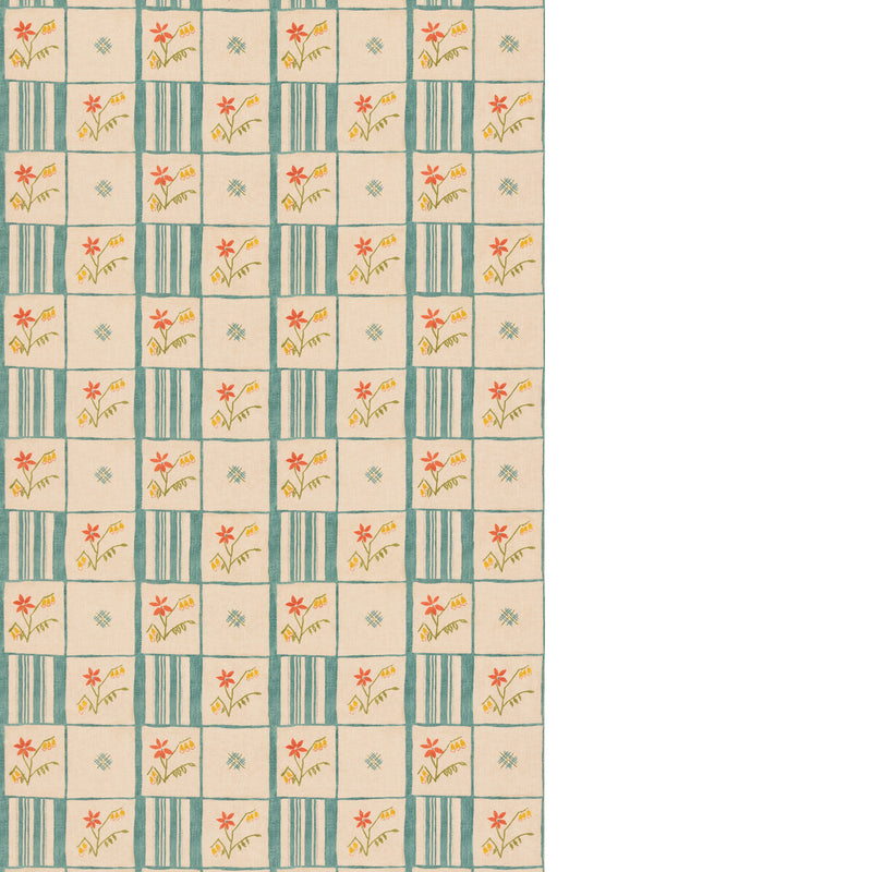 G P & J BAKER - FORGET-ME-NOT- TEAL/SPICE - Fabric by the Yard TEAL/SPICE