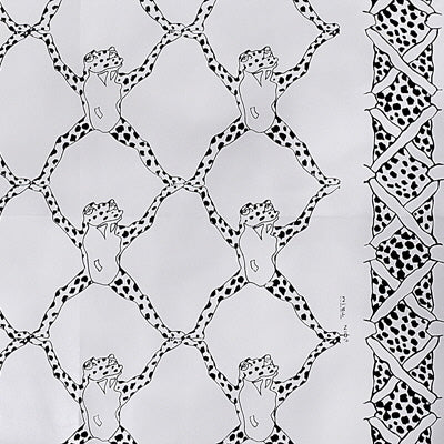 BRUNSCHWIG & FILS - FROG TREILLAGE ON VINYL- BLACK & WHITE - Wallcovering by the Roll - BR-69230_000