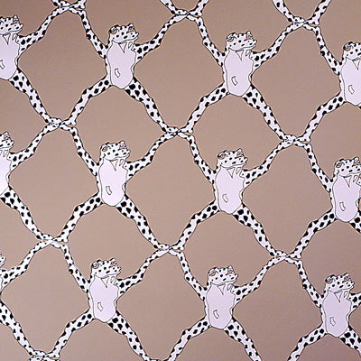 BRUNSCHWIG & FILS - FROG TREILLAGE ON VINYL- MUSHROOM - Wallcovering by the Roll - BR-69230_800