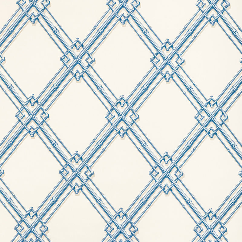 BRUNSCHWIG & FILS - TREILLAGE DE BAMBOU- BLUE - Wallcovering by the Roll BLUE