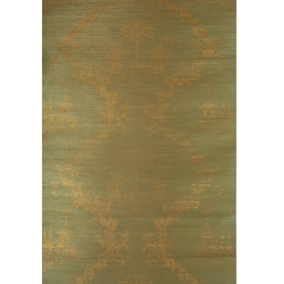 BRUNSCHWIG & FILS - CHIRI ON SISAL & COTTON- GOLD ON SPRING GREEN - Wallcovering by the Roll - BR-69427_435