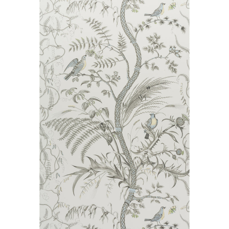 BRUNSCHWIG & FILS - BIRD AND THISTLE- GRAY - Wallcovering by the Roll GRAY