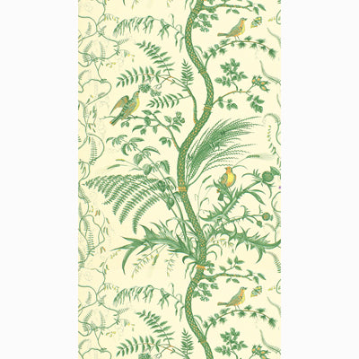 BRUNSCHWIG & FILS - BIRD AND THISTLE- GREEN - Wallcovering by the Roll - BR-69518_435