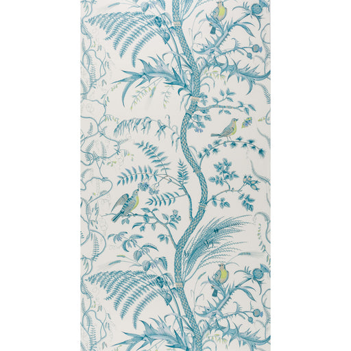 BRUNSCHWIG & FILS - BIRD AND THISTLE- AQUA - Wallcovering by the Roll AQUA