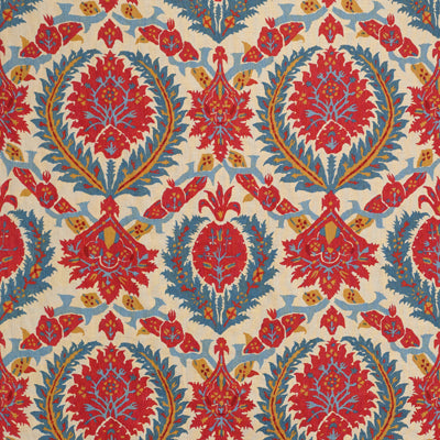 BRUNSCHWIG & FILS - ZENOBIA LINEN PRINT- POMPEIAN RED/BLUE - Fabric by the Yard - BR-700018_147