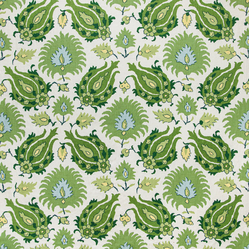 BRUNSCHWIG & FILS - KASHMIRI LINEN PRINT- LEAF/ALOE - Fabric by the Yard LEAF/ALOE