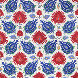 BRUNSCHWIG & FILS - KASHMIRI LINEN PRINT- BLUE/RED - Fabric by the Yard
