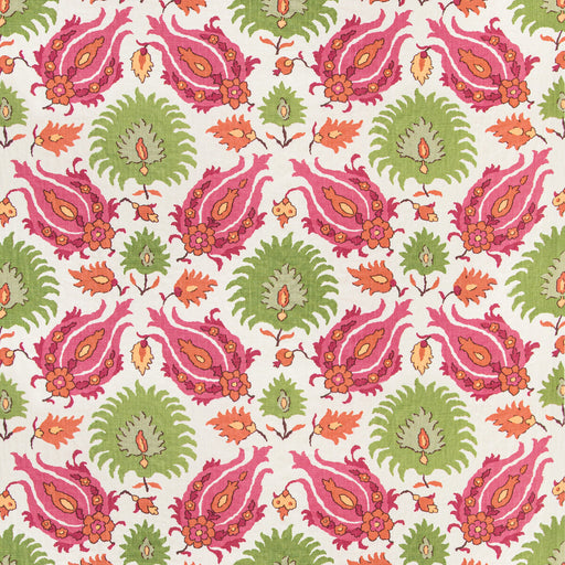 BRUNSCHWIG & FILS - KASHMIRI LINEN PRINT- PINK/GREEN - Fabric by the Yard PINK/GREEN