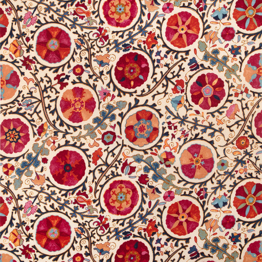 BRUNSCHWIG & FILS - DZHAMBUL COTTON AND LINEN PRINT- RASPBERRY ORANGE - Fabric by the Yard RASPBERRY ORANGE