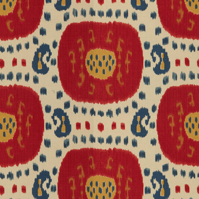 BRUNSCHWIG & FILS - SAMARKAND COTTON AND LINEN PRINT- POMPEIAN RED/OXFORD BLUE - Fabric by the Yard - BR-71110_147