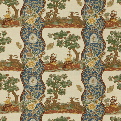 BRUNSCHWIG & FILS - PLOUGASTEL LINEN & COTTON PRINT- BLUE - Fabric by the Yard - BR-71557_222