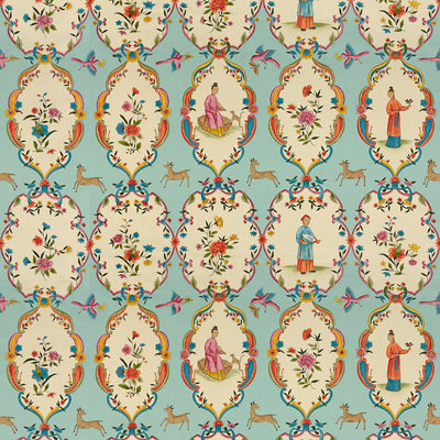 BRUNSCHWIG & FILS - GEISHA- SKY/ROSE - Fabric by the Yard - BR-71615_207