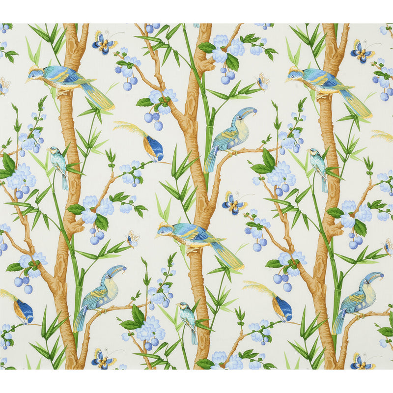 BRUNSCHWIG & FILS - TOUCANS- AQUA/BLUE - Fabric by the Yard AQUA/BLUE