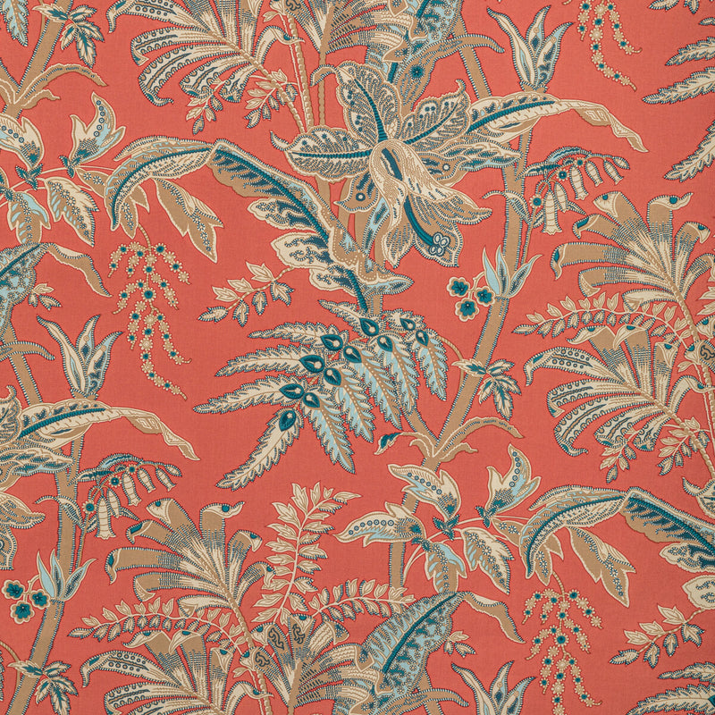 BRUNSCHWIG & FILS - SEYCHELLES COTTON PRINT- CORAL - Fabric by the Yard CORAL