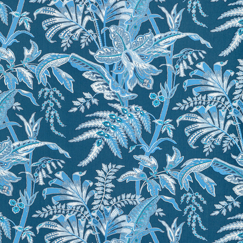 BRUNSCHWIG & FILS - SEYCHELLES COTTON PRINT- NAVY - Fabric by the Yard NAVY