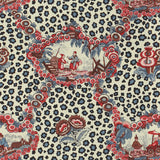 BRUNSCHWIG & FILS - CHINESE LEOPARD TOILE- SHADES OF RED & BLUE - Fabric by the Yard