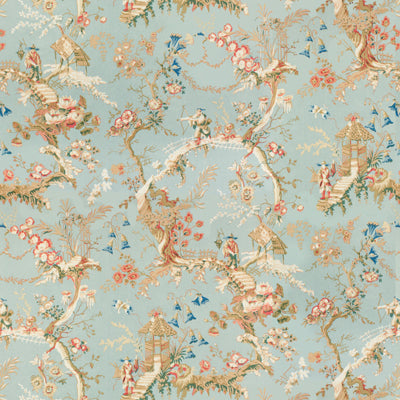 BRUNSCHWIG & FILS - CHINESE LANDSCAPE COTTON PRINT- SKY BLUE - Fabric by the Yard - BR-79397_207