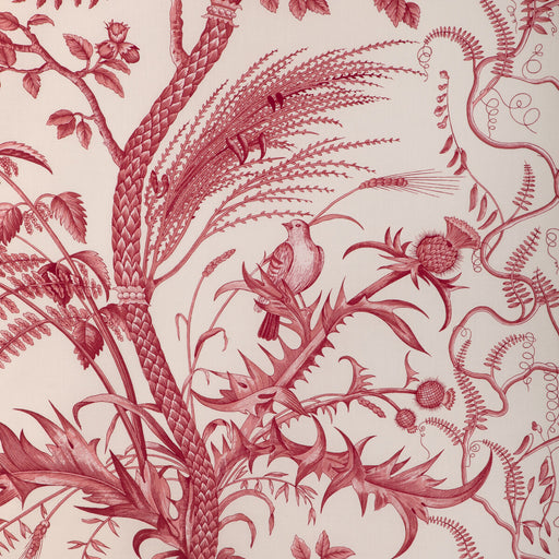 BRUNSCHWIG & FILS - BIRD AND THISTLE COTTON PRINT- RED - Fabric by the Yard RED