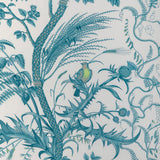 BRUNSCHWIG & FILS - BIRD AND THISTLE COTTON PRINT- AQUA - Fabric by the Yard