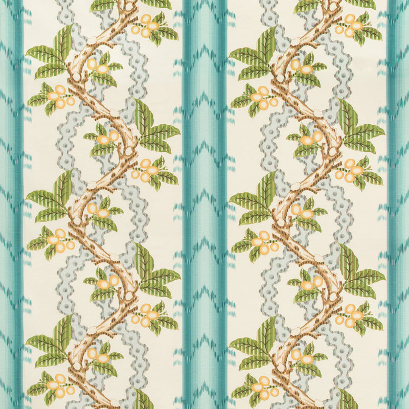 BRUNSCHWIG & FILS - JOSSELIN COTTON AND LINEN PRINT- AQUA/MIST - Fabric by the Yard AQUA/MIST