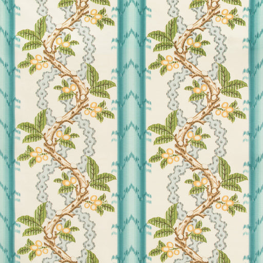 BRUNSCHWIG & FILS - JOSSELIN COTTON AND LINEN PRINT- AQUA/MIST - Fabric by the Yard AQUA/MIST