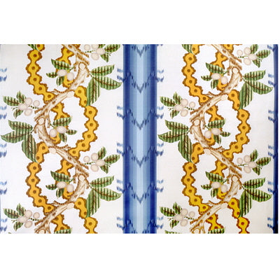 BRUNSCHWIG & FILS - JOSSELIN COTTON AND LINEN PRINT- LAGOON AND OCHRE - Fabric by the Yard - BR-79510_247