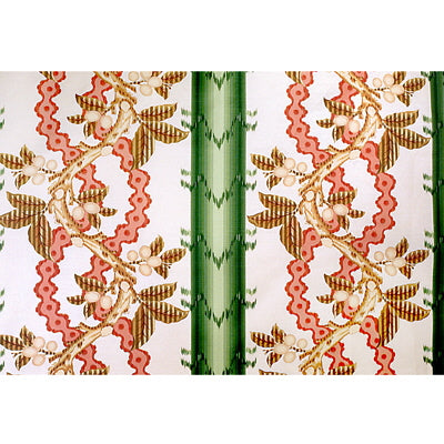 BRUNSCHWIG & FILS - JOSSELIN COTTON AND LINEN PRINT- CYPRESS AND CORAL - Fabric by the Yard - BR-79510_449