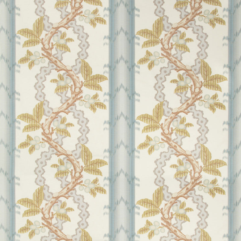 BRUNSCHWIG & FILS - JOSSELIN COTTON AND LINEN PRINT- SLATE/GREY - Fabric by the Yard SLATE/GREY