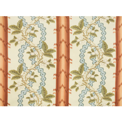 BRUNSCHWIG & FILS - JOSSELIN COTTON AND LINEN PRINT- RUST AND BLUE - Fabric by the Yard - BR-79510_677